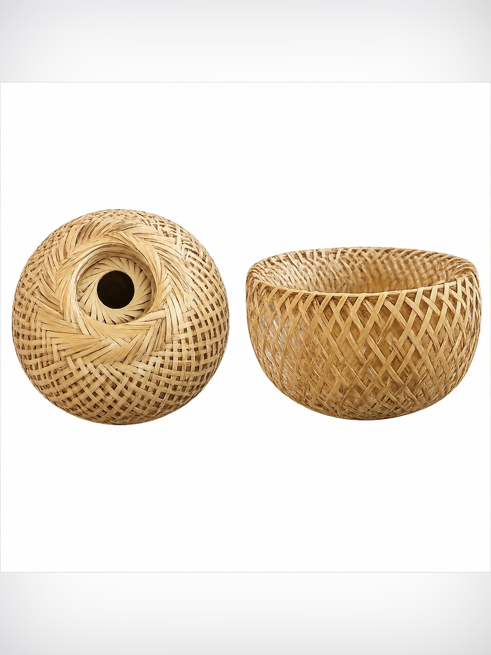 Nordic Bamboo Rattan Pendant Lamp Shades Boho Hanging Light Covers set of 2Two